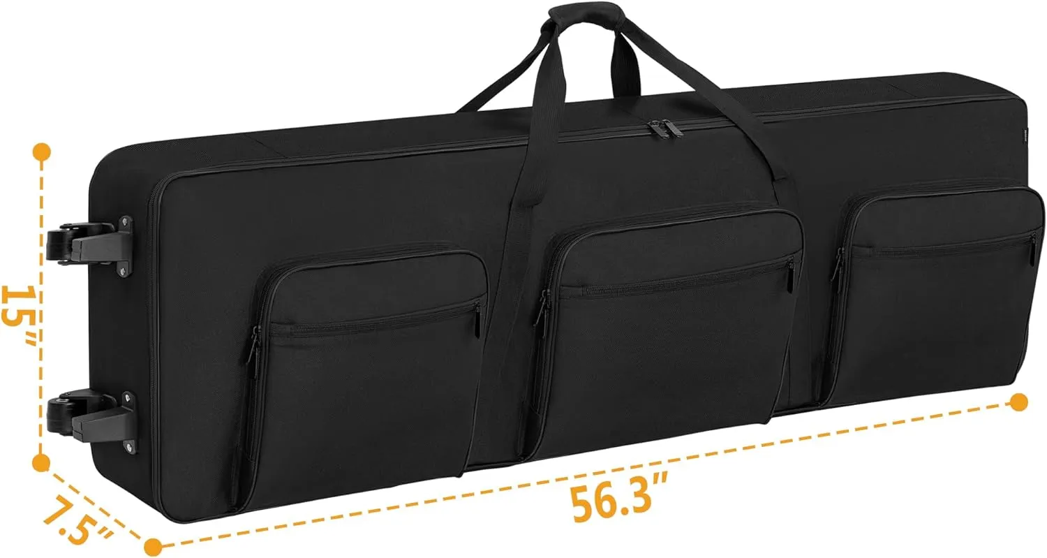 AKOZLIN Rolling 88 Keys Electric Piano Keyboard Gig Bag with Wheels and Adjustable Straps for Slim 88 Key Keyboard Accessaries,Interior 54"X14.2"X6.3"
