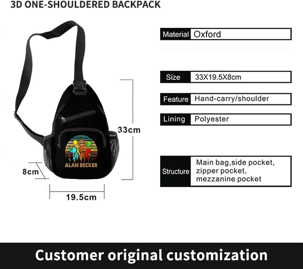 Alan Becker Backpack Merch Women Men Multipurpose Bag Three Piece Travel Backpack Casual Daypack (Black-Suit)