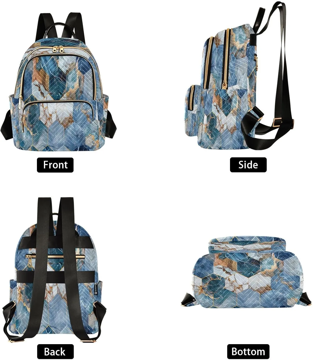 ALAZA Hexagonal Tile Small Backpack Purse for Women Travel Bag Lightweight Shoulder Bag Fashion Daypack
