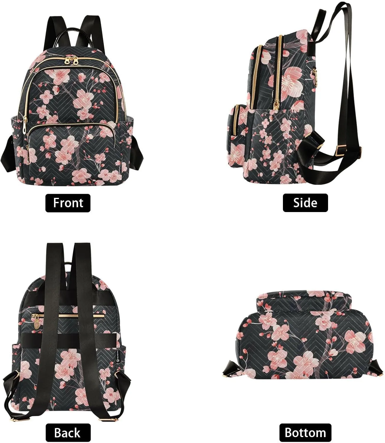 ALAZA Japanese Style Pink Cherry Blossoms Mini Backpack Purse for Women Travel Bag Lightweight Shoulder Bag Fashion Daypack