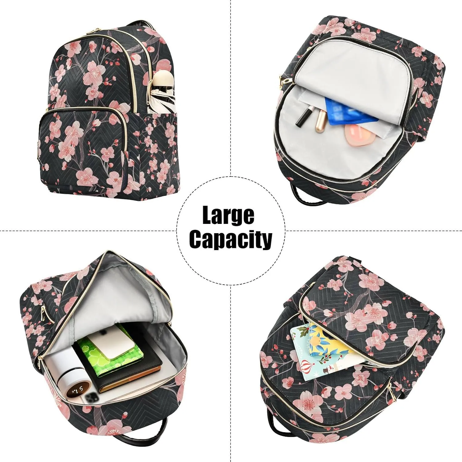 ALAZA Japanese Style Pink Cherry Blossoms Mini Backpack Purse for Women Travel Bag Lightweight Shoulder Bag Fashion Daypack