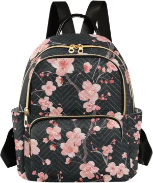 ALAZA Japanese Style Pink Cherry Blossoms Mini Backpack Purse for Women Travel Bag Lightweight Shoulder Bag Fashion Daypack