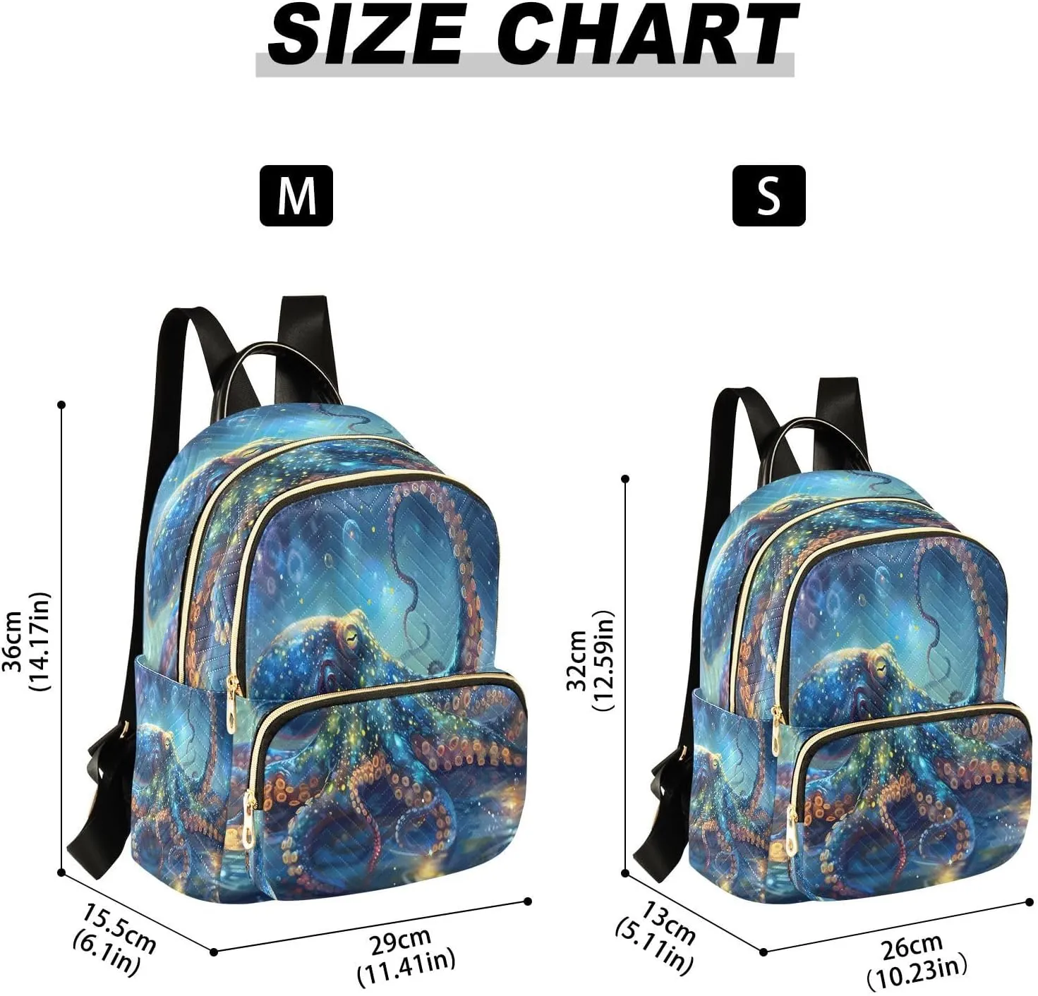 ALAZA Mini Backpack for Women Magic Octopus Fish Travel Backpack Purse for Ladies Handbag Shoulder Bag Casual Daypack, M
