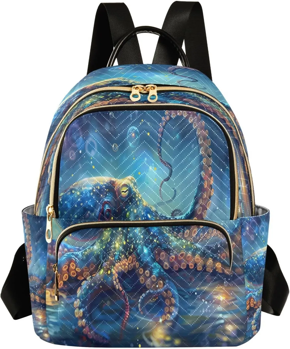 ALAZA Mini Backpack for Women Magic Octopus Fish Travel Backpack Purse for Ladies Handbag Shoulder Bag Casual Daypack, M