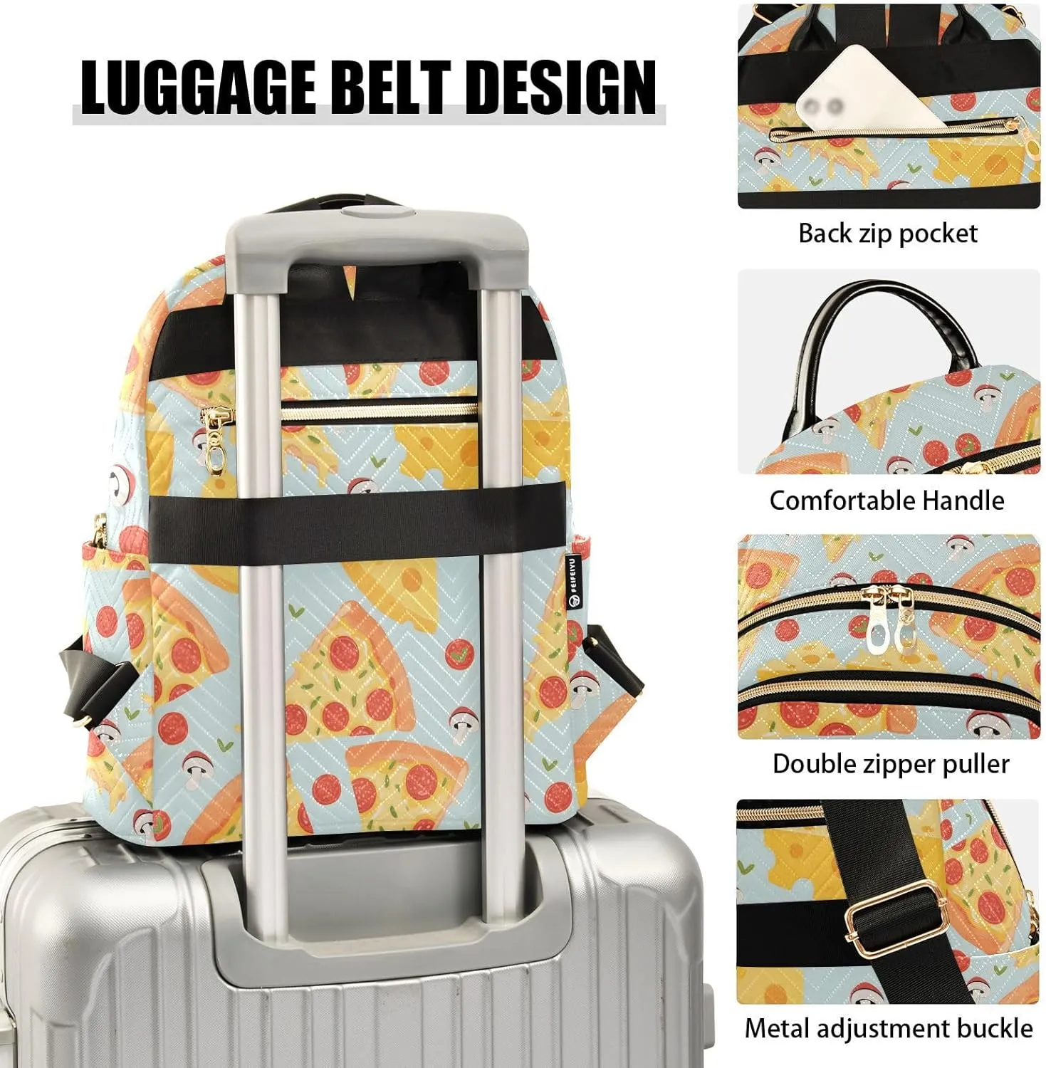 ALAZA Mini Backpack for Women Pizza Cheese Pattern Travel Backpack Purse for Ladies Handbag Shoulder Bag Casual Daypack, M