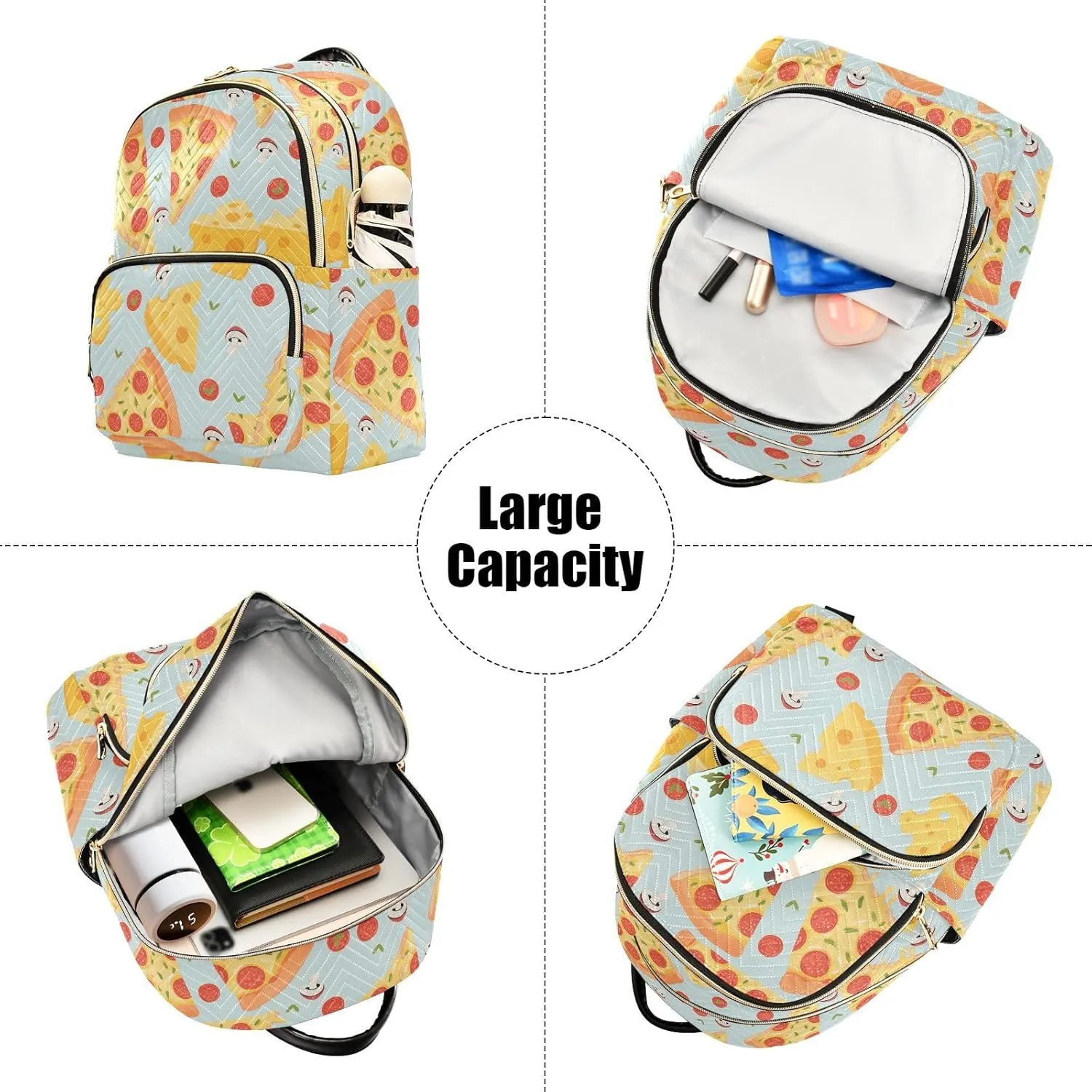 ALAZA Mini Backpack for Women Pizza Cheese Pattern Travel Backpack Purse for Ladies Handbag Shoulder Bag Casual Daypack, M