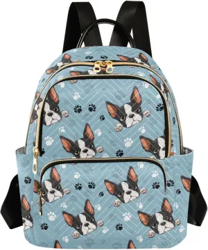 ALAZA Mini Backpack for Women Puppy Head Paw Footprint Travel Backpack Purse for Ladies Handbag Shoulder Bag Casual Daypack, M
