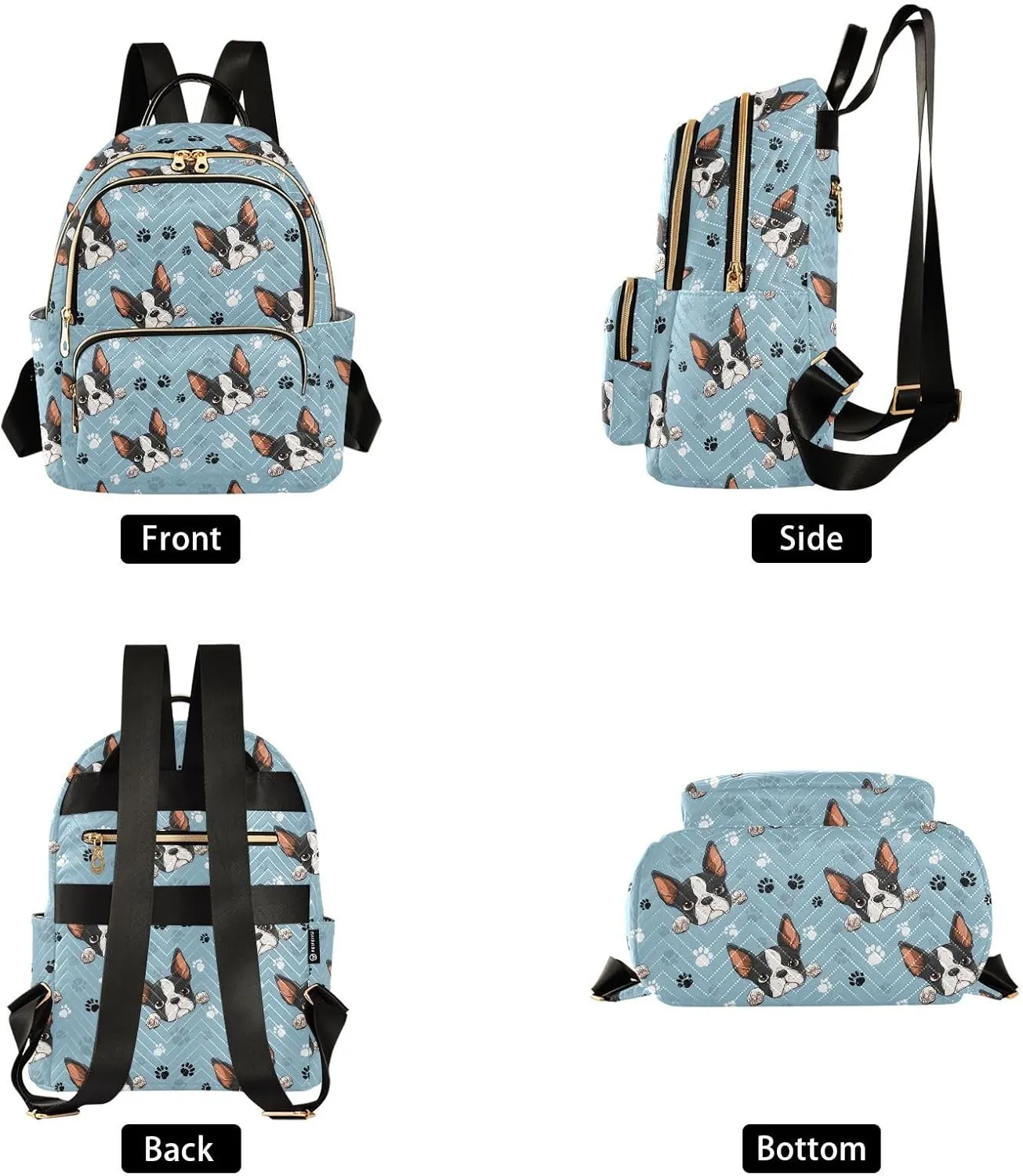 ALAZA Mini Backpack for Women Puppy Head Paw Footprint Travel Backpack Purse for Ladies Handbag Shoulder Bag Casual Daypack, M