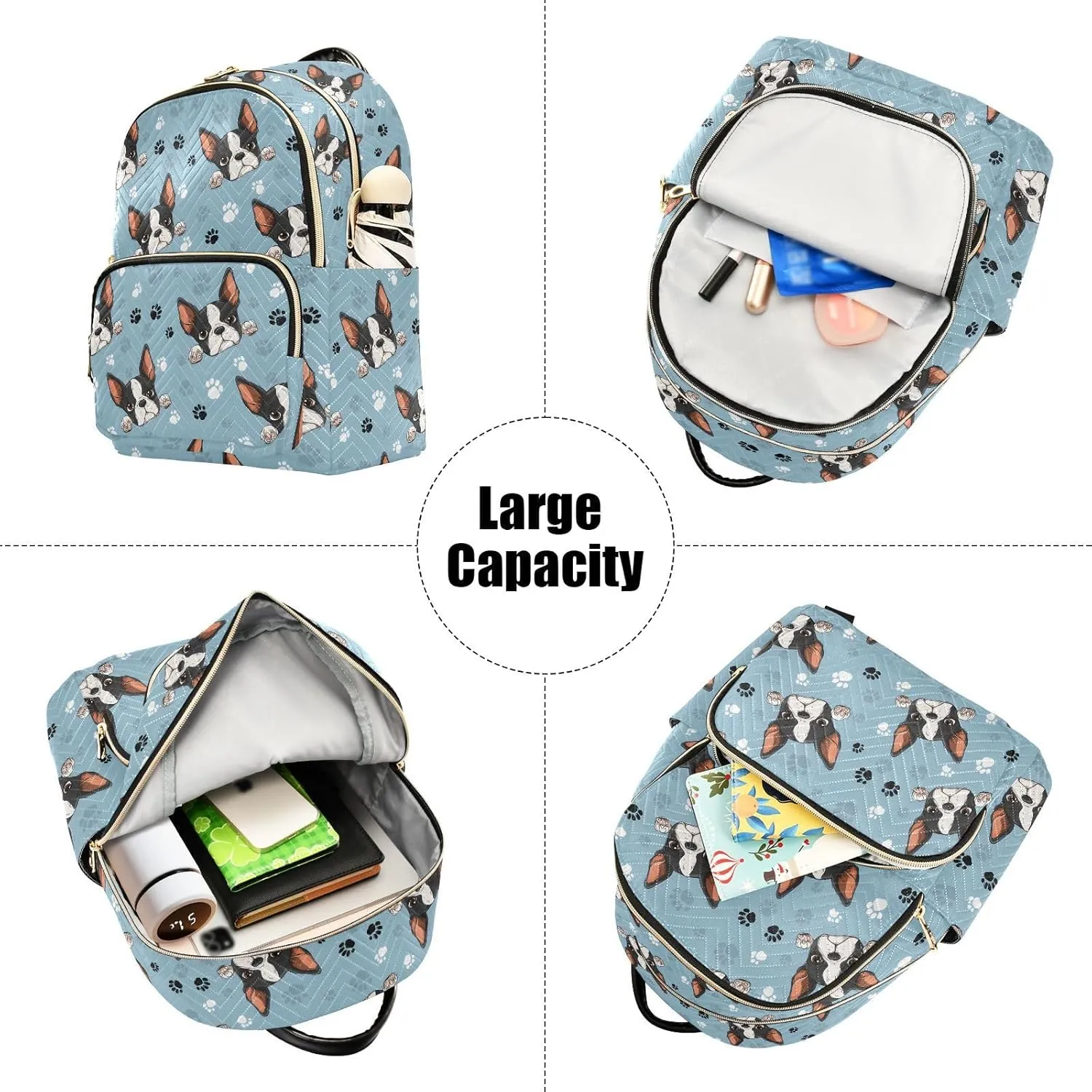 ALAZA Mini Backpack for Women Puppy Head Paw Footprint Travel Backpack Purse for Ladies Handbag Shoulder Bag Casual Daypack, M