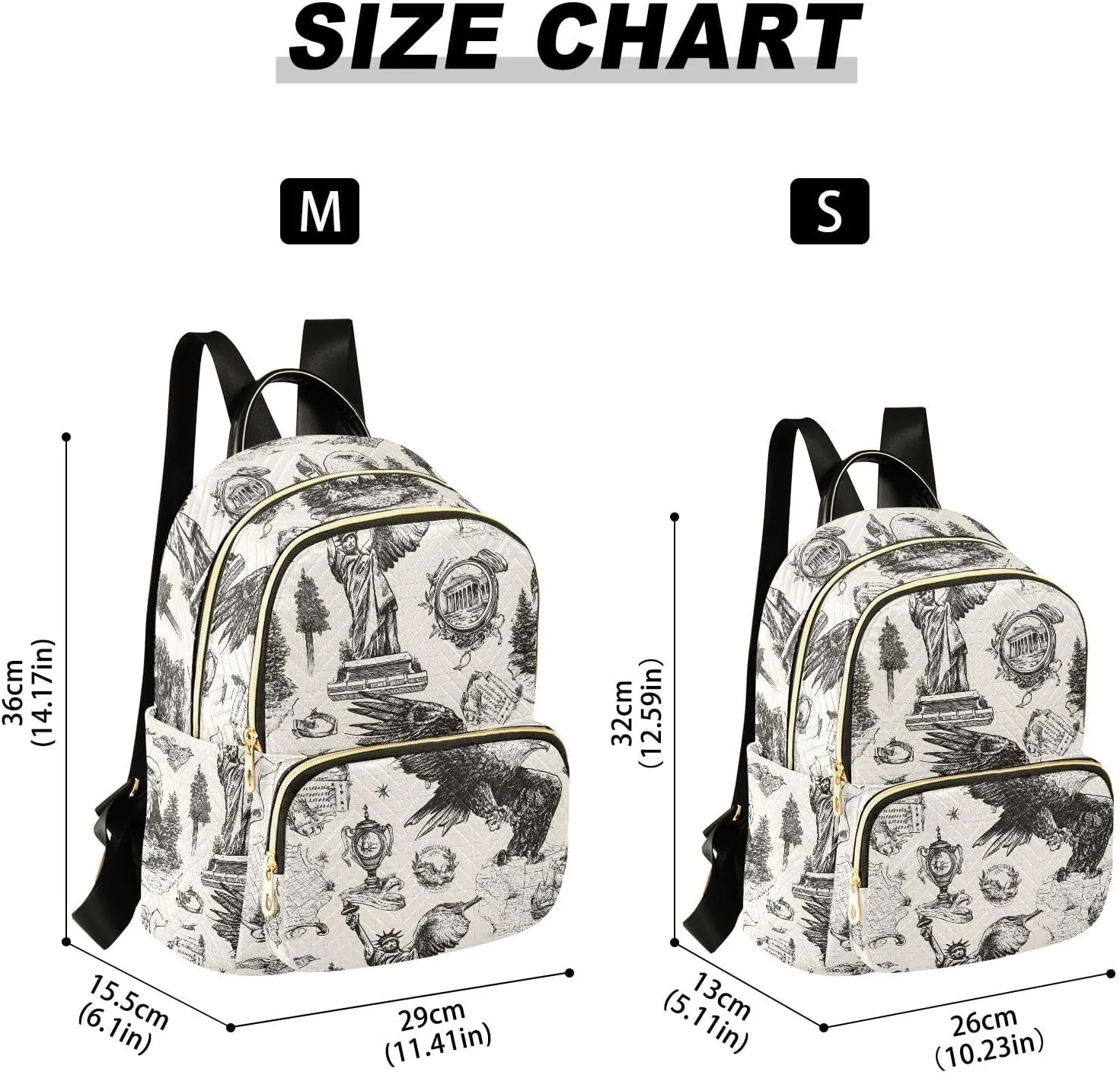 ALAZA Mini Backpack for Women Statue Of Liberty Eagle Vintage Travel Backpack Purse for Ladies Handbag Shoulder Bag Casual Daypack, M