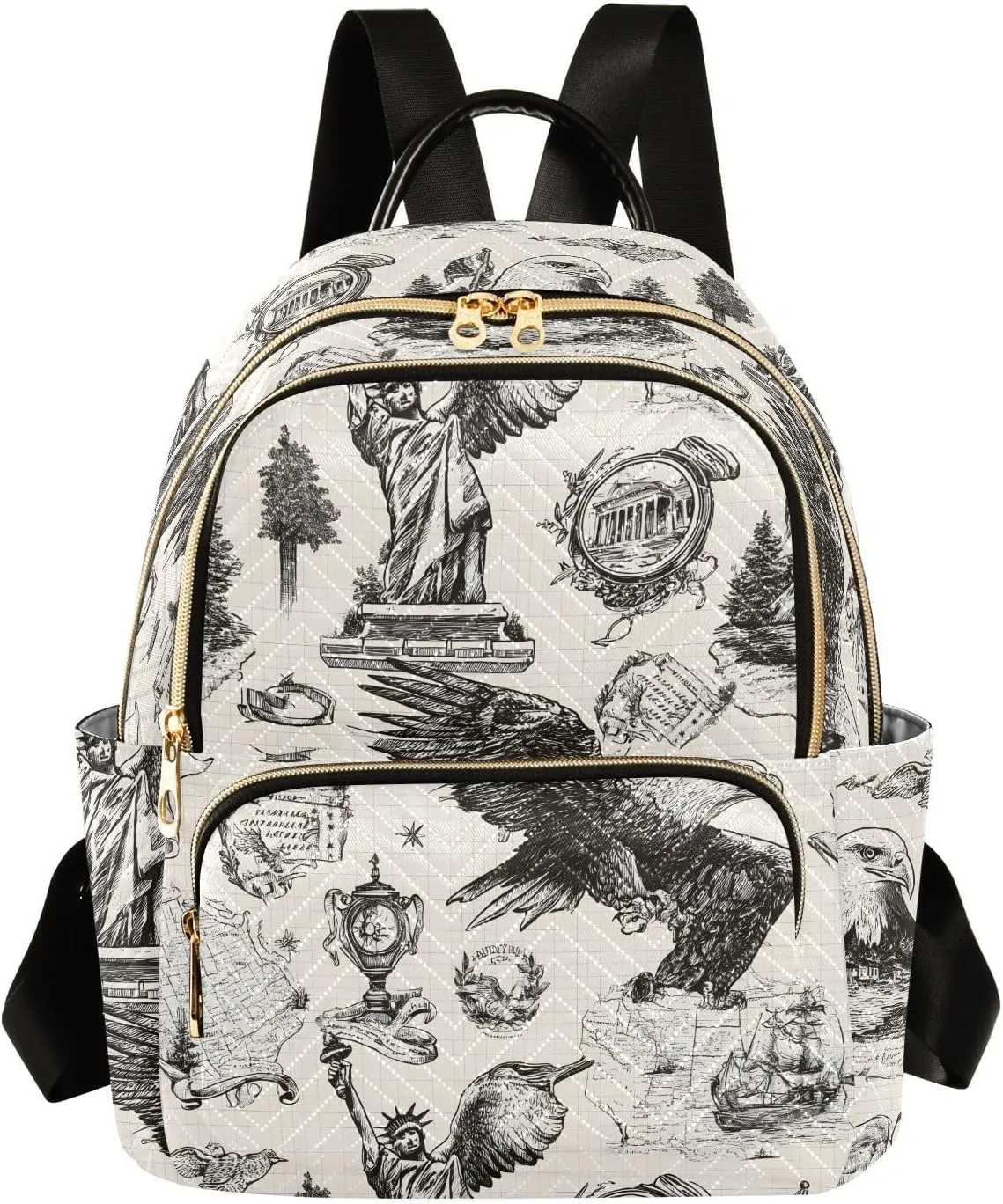 ALAZA Mini Backpack for Women Statue Of Liberty Eagle Vintage Travel Backpack Purse for Ladies Handbag Shoulder Bag Casual Daypack, M
