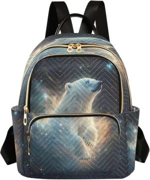 ALAZA Polar Bear Starry Sky Women Backpack Purse Ladies Fashion Shoulder Bag Daypack Travel Bag 7.5L
