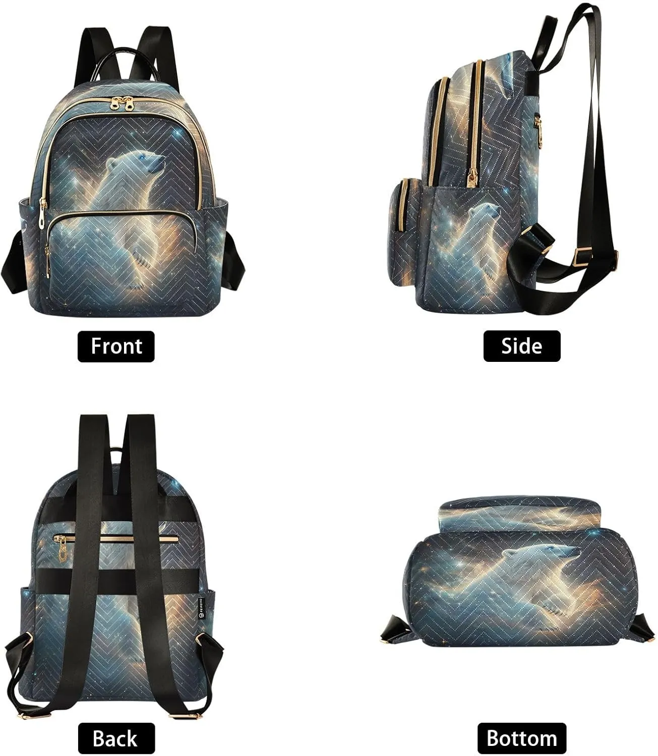 ALAZA Polar Bear Starry Sky Women Backpack Purse Ladies Fashion Shoulder Bag Daypack Travel Bag 7.5L