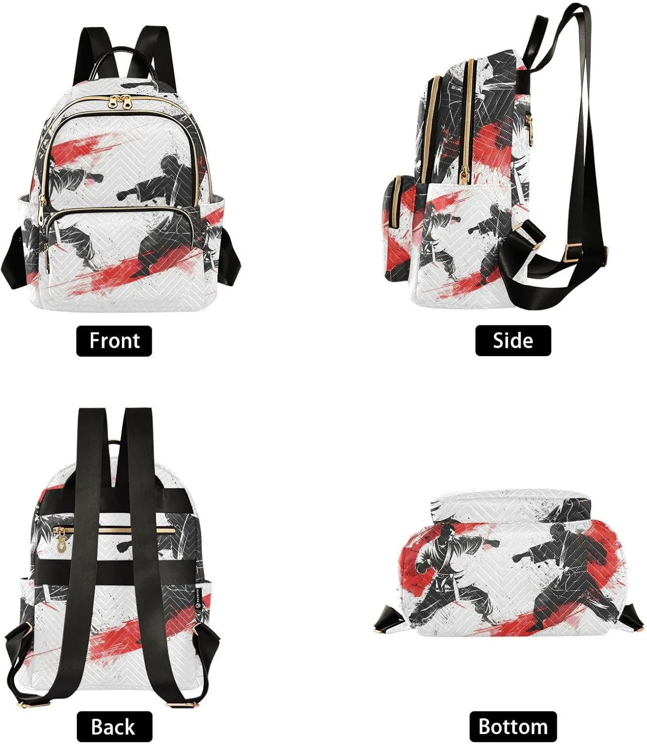 ALAZA Two Karate Master Battle Small Backpack Purse for Women Travel Bag Lightweight Shoulder Bag Fashion Daypack