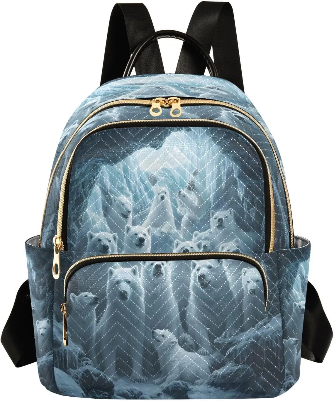 ALAZA White Animal Polar Bear Women Backpack Purse Ladies Fashion Shoulder Bag Daypack Travel Bag 7.5L
