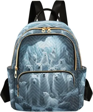 ALAZA White Animal Polar Bear Women Backpack Purse Ladies Fashion Shoulder Bag Daypack Travel Bag 7.5L