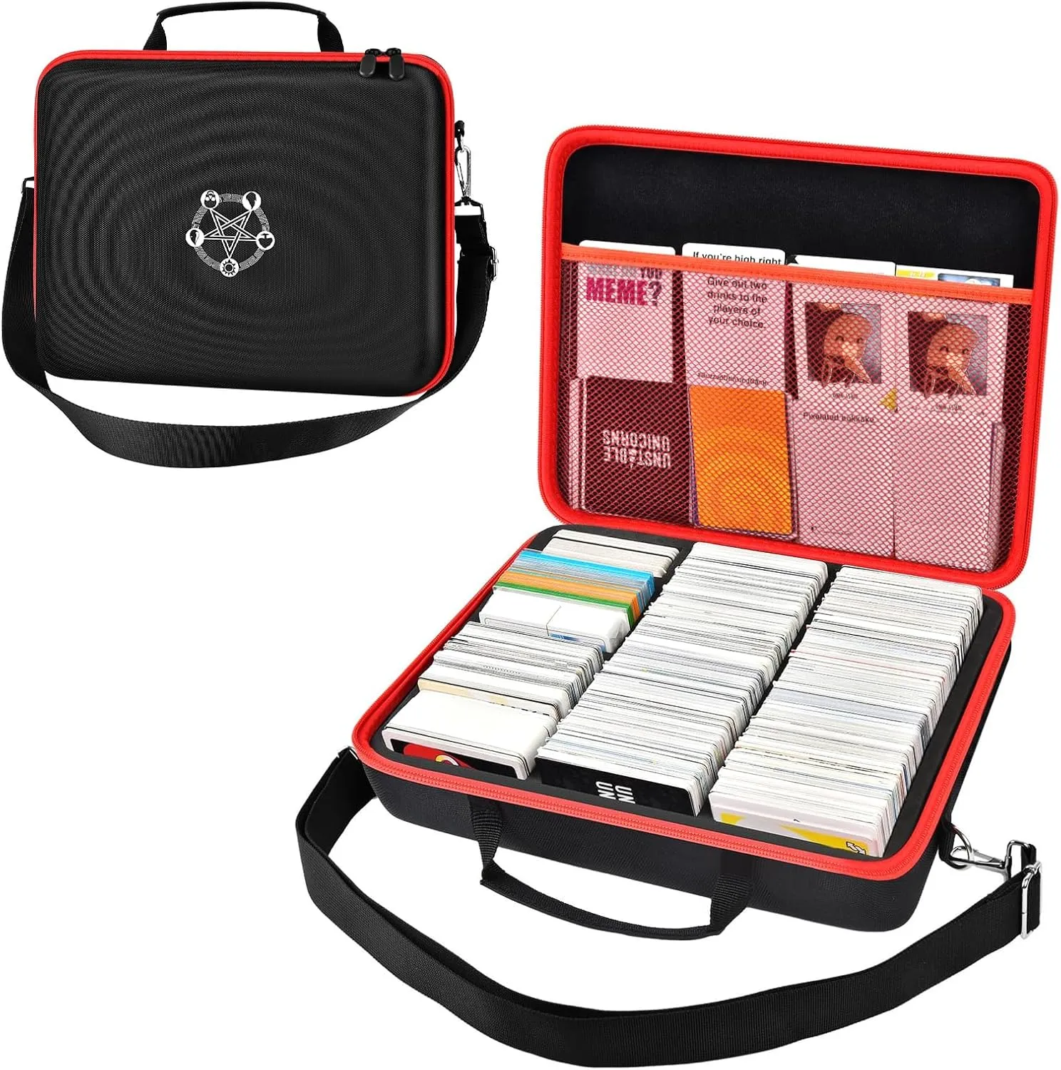 ALKOO Trading Card Case, 2000  Card Deck Box for MTG Commander, for YuGiOh, for Magic The Gathering, for Cards Against Humanity, Football Baseball Sports Collectible Cards Holder (Red)