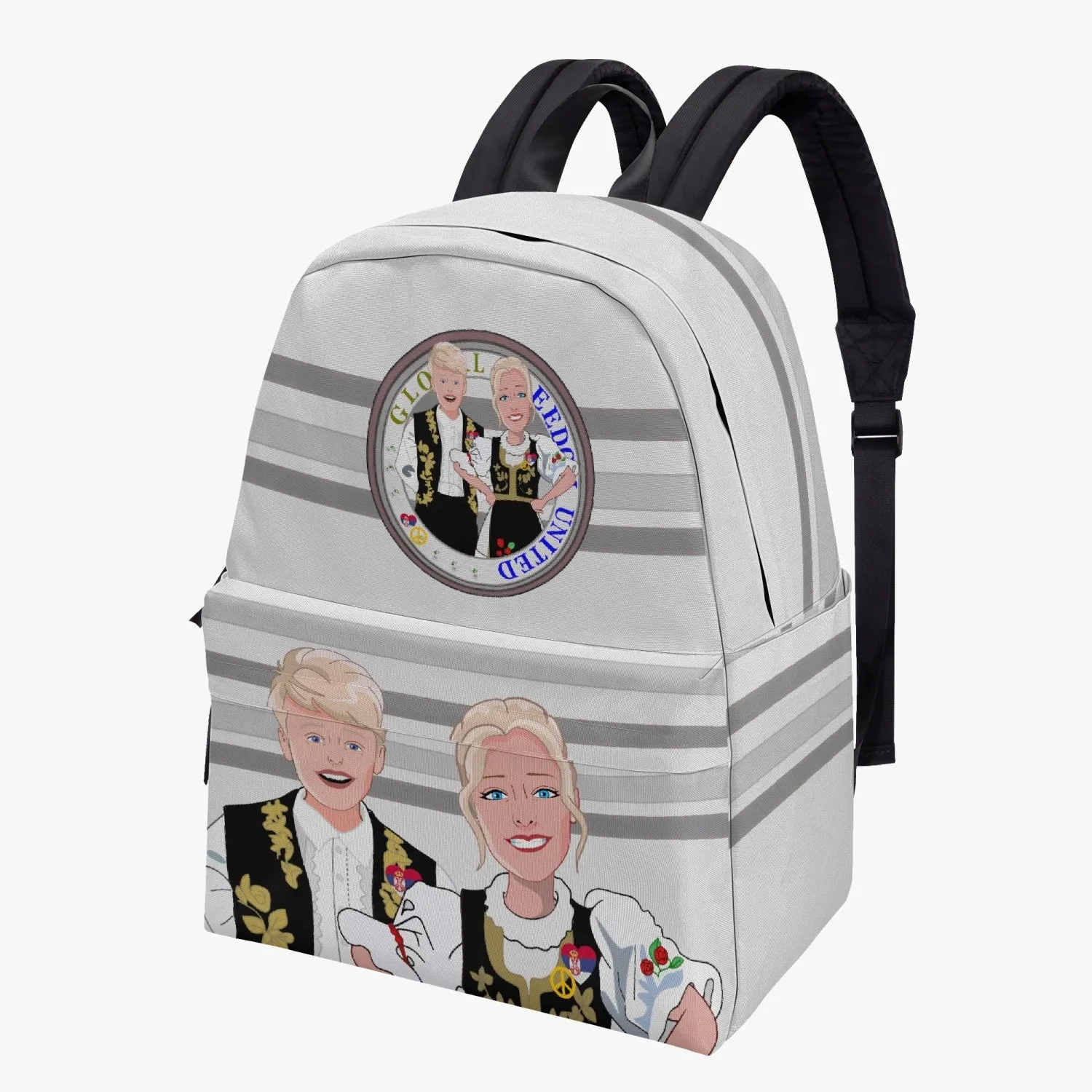 All-over-print Canvas Backpack GLOBAL FREEDOM UNITED COUPLE EDITION SERBIA GREY