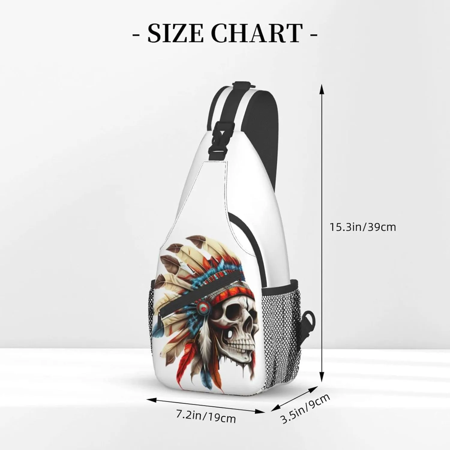 America Indian Skull Outdoor Cross-body Shoulder Bag, Unisex Backpack For Women Men Young Hiking Travel