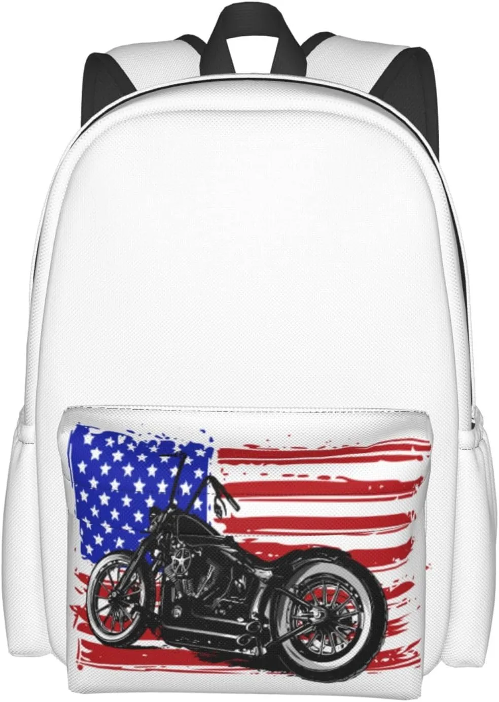 American Flag Motocross Dirt Bike Motorcycle Backpack Casual Laptop Backpack Large Capacity Double Shoulder Bag Travel Daypack For Women Men