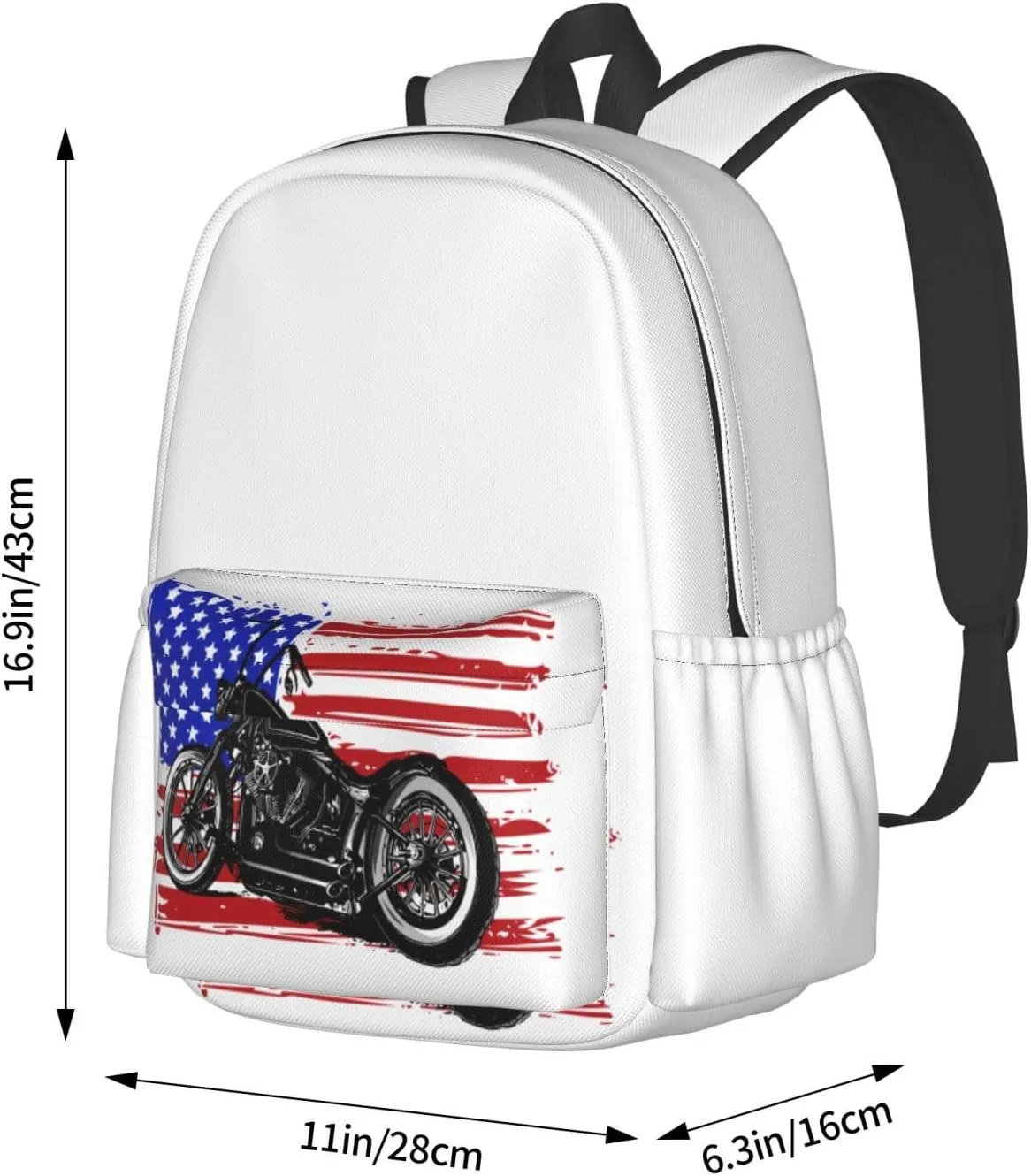 American Flag Motocross Dirt Bike Motorcycle Backpack Casual Laptop Backpack Large Capacity Double Shoulder Bag Travel Daypack For Women Men