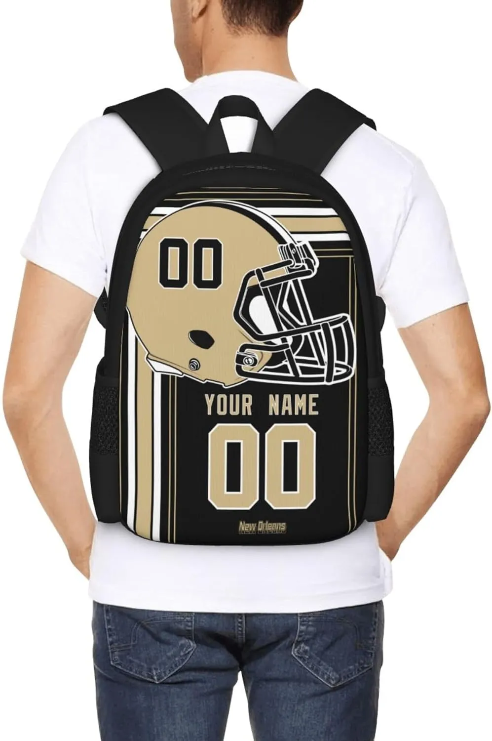 ANTKING New Orleans Backpack Customized High capacity Personalized Any Name and Number Fans Gifts for Kids Men