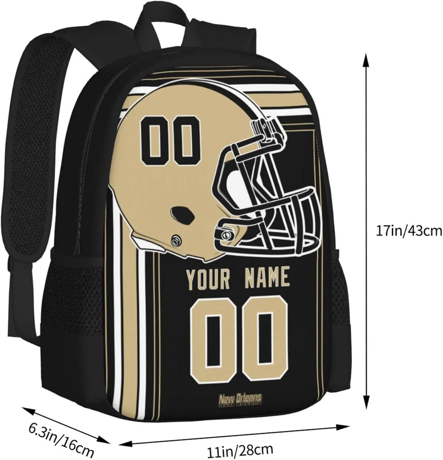 ANTKING New Orleans Backpack Customized High capacity Personalized Any Name and Number Fans Gifts for Kids Men