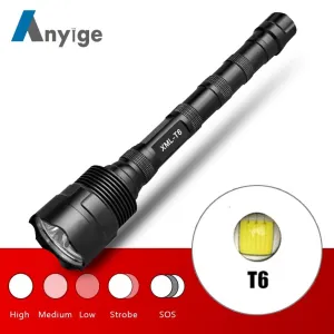 ANYIGE Strong Bright XML T6 LED Flashlight 5 Modes Flashlamp Linterna Torch Light Use 18650 Battery For Camping Fishing Hunting