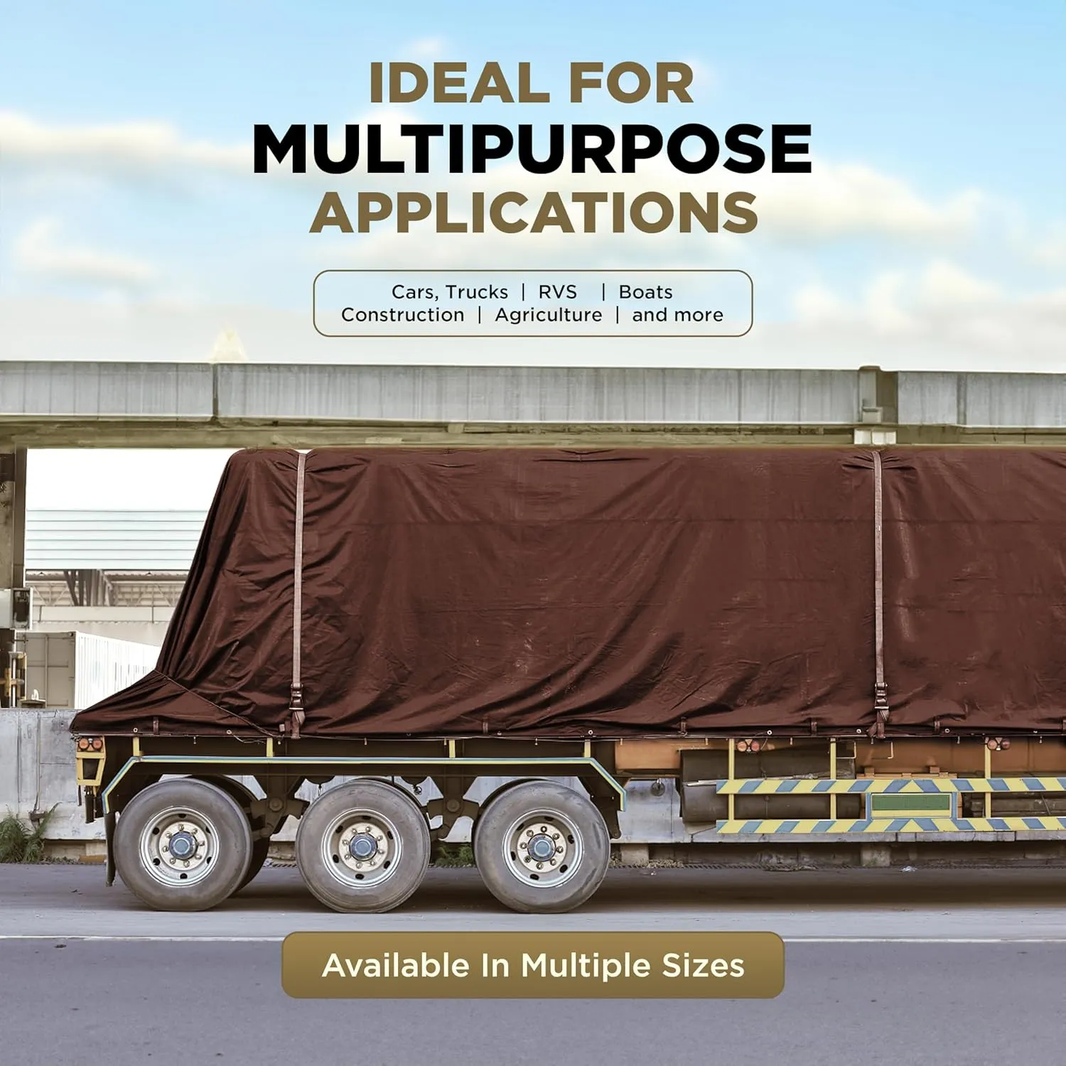 ATERET 6' x 20' Super Heavy Duty 16 Mil Brown Poly Tarp Cover - UV Resistant, Thick Waterproof, Rip and Tear Proof Tarpaulin with Grommets and Reinforced Edges