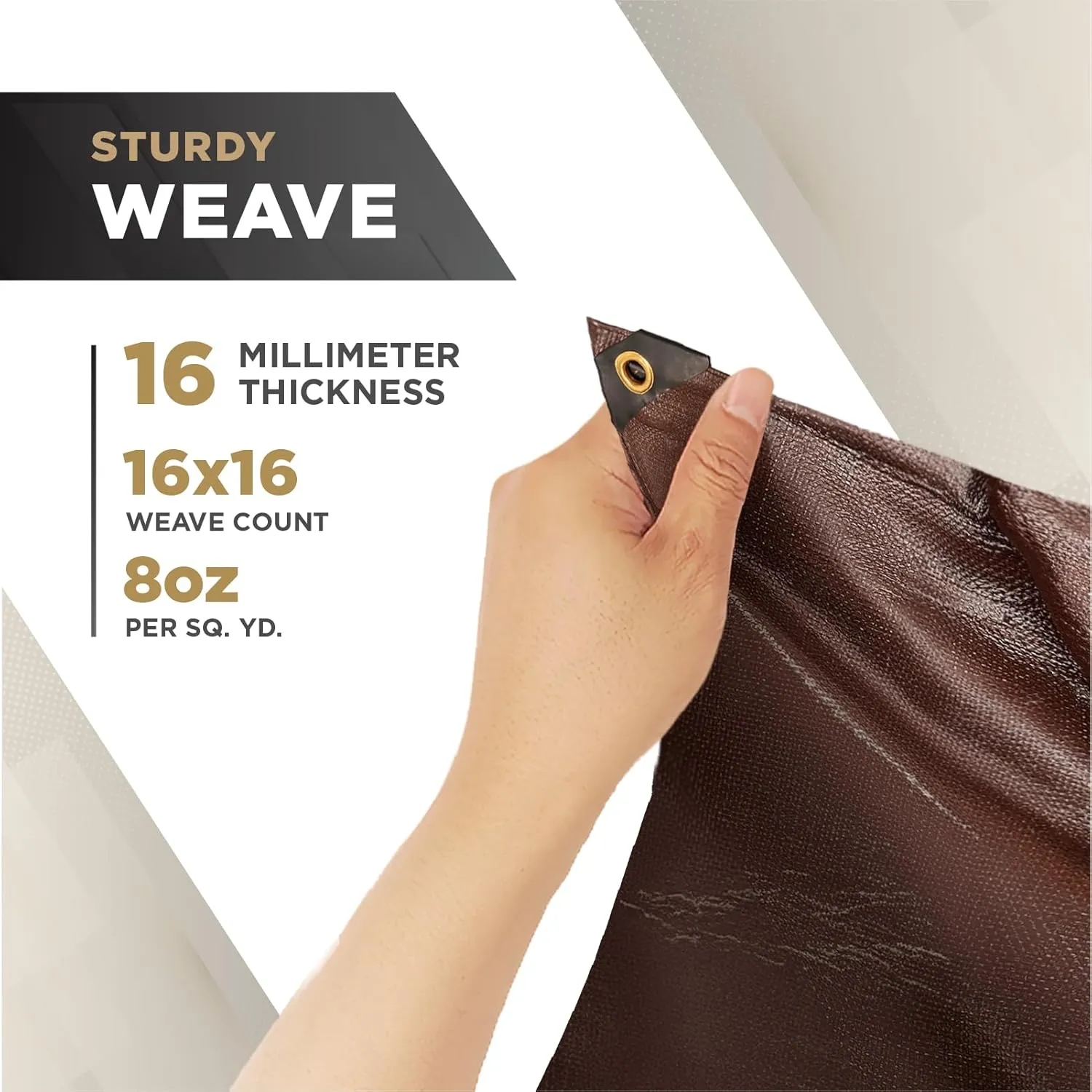 ATERET 6' x 20' Super Heavy Duty 16 Mil Brown Poly Tarp Cover - UV Resistant, Thick Waterproof, Rip and Tear Proof Tarpaulin with Grommets and Reinforced Edges