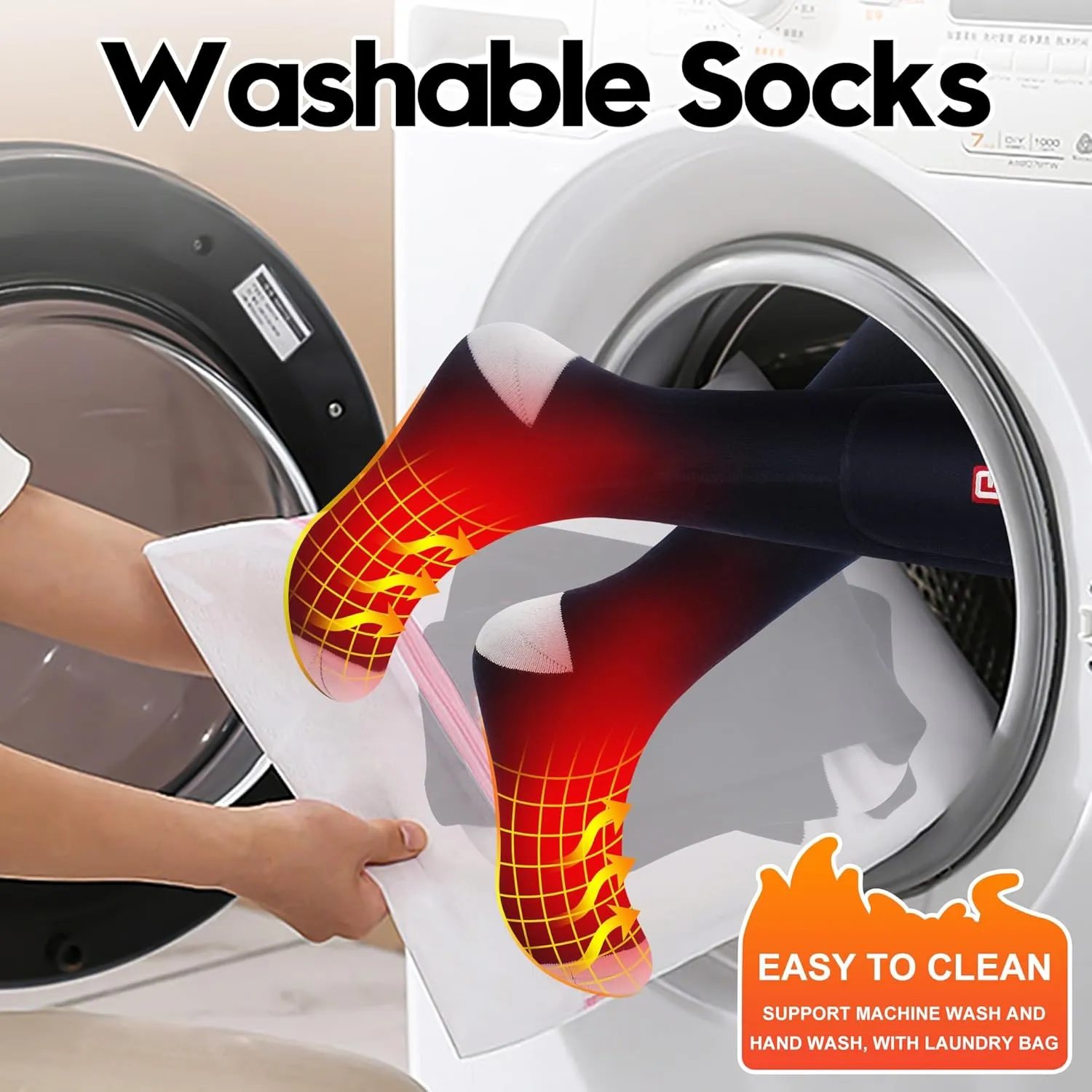Autocastle Heated Socks for Men Women - Rechargeable Battery Electric Socks for Chronically Cold Feet - Winter Warm Thermal Washable Unisex Foot Warmer for Hunting Skiing Cycling