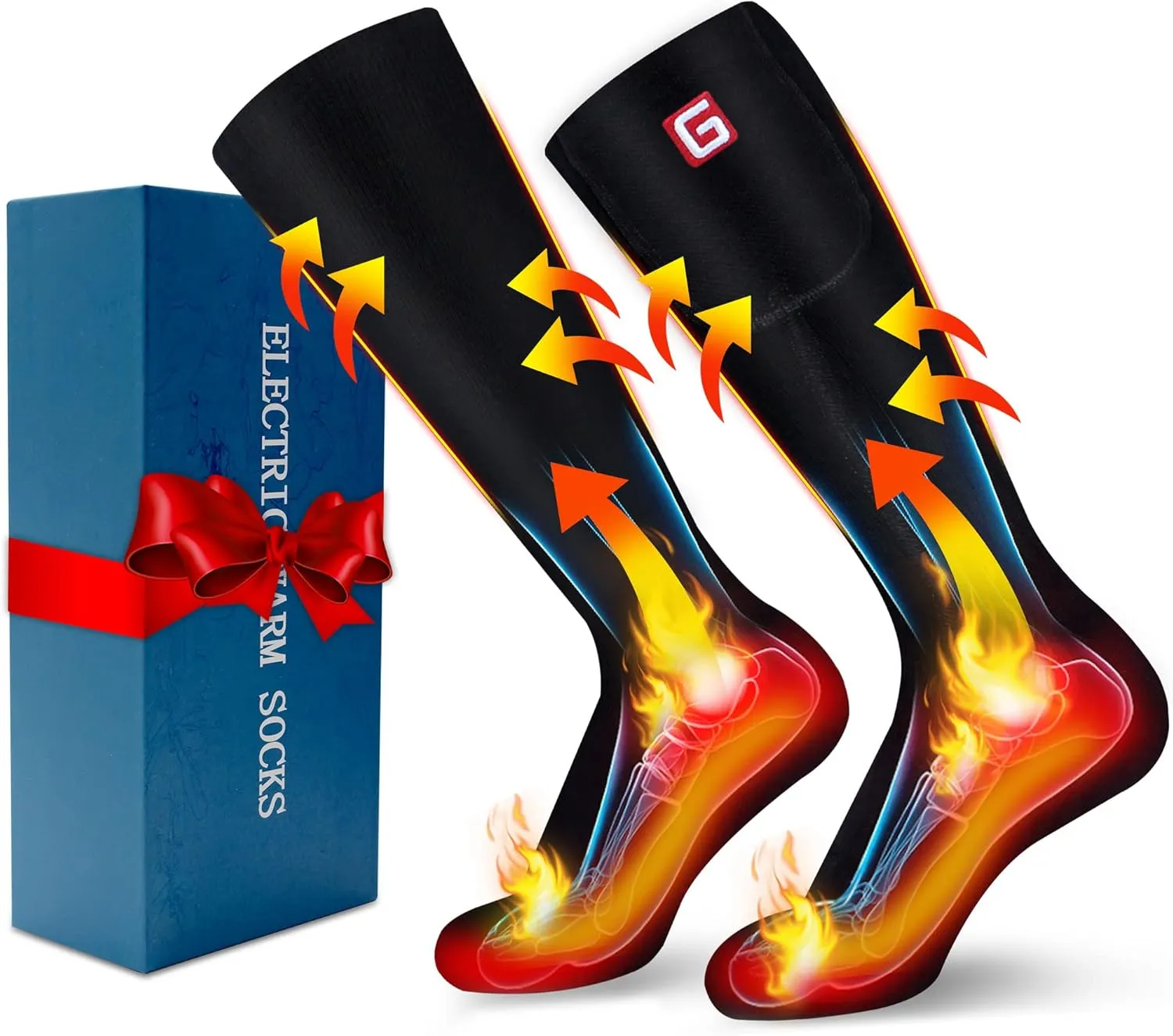 Autocastle Rechargeable Electric Battery Heated Socks for Men Women,Winter Warm Battery Powered Heat Insulated Sox Kit,Sports Outdoor Cold Feet Novelty Thermal Socks Ski Hike Hunt Bike Foot Warmers