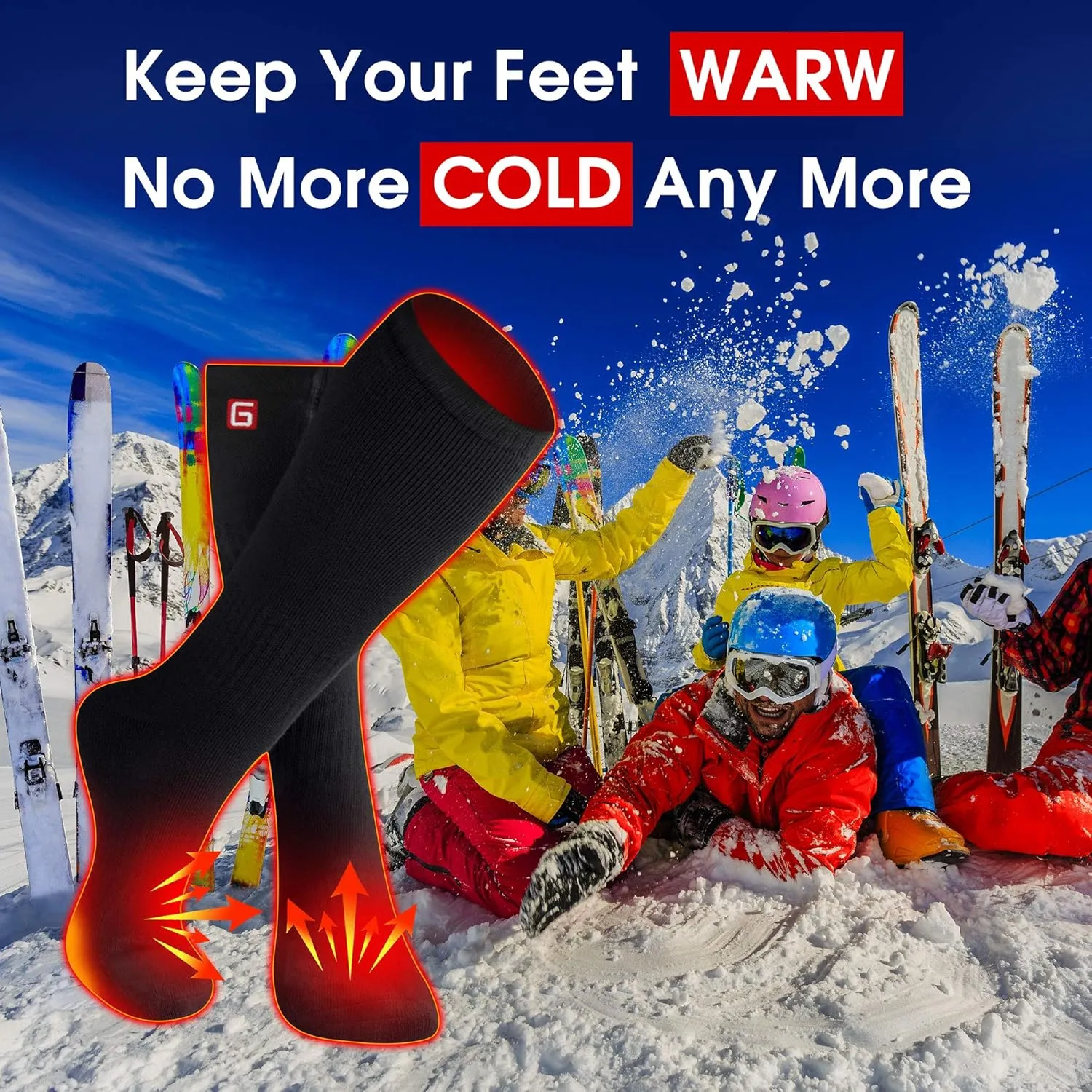Autocastle Women Girls Battery Socks Rechargeable Electric Heated Socks,Battery Powered Heat Insulated Socks Kit Winter Warm Thermal Heating Socks,Cold Weather Battery Sock Ski Hunt Bike Foot Warmer