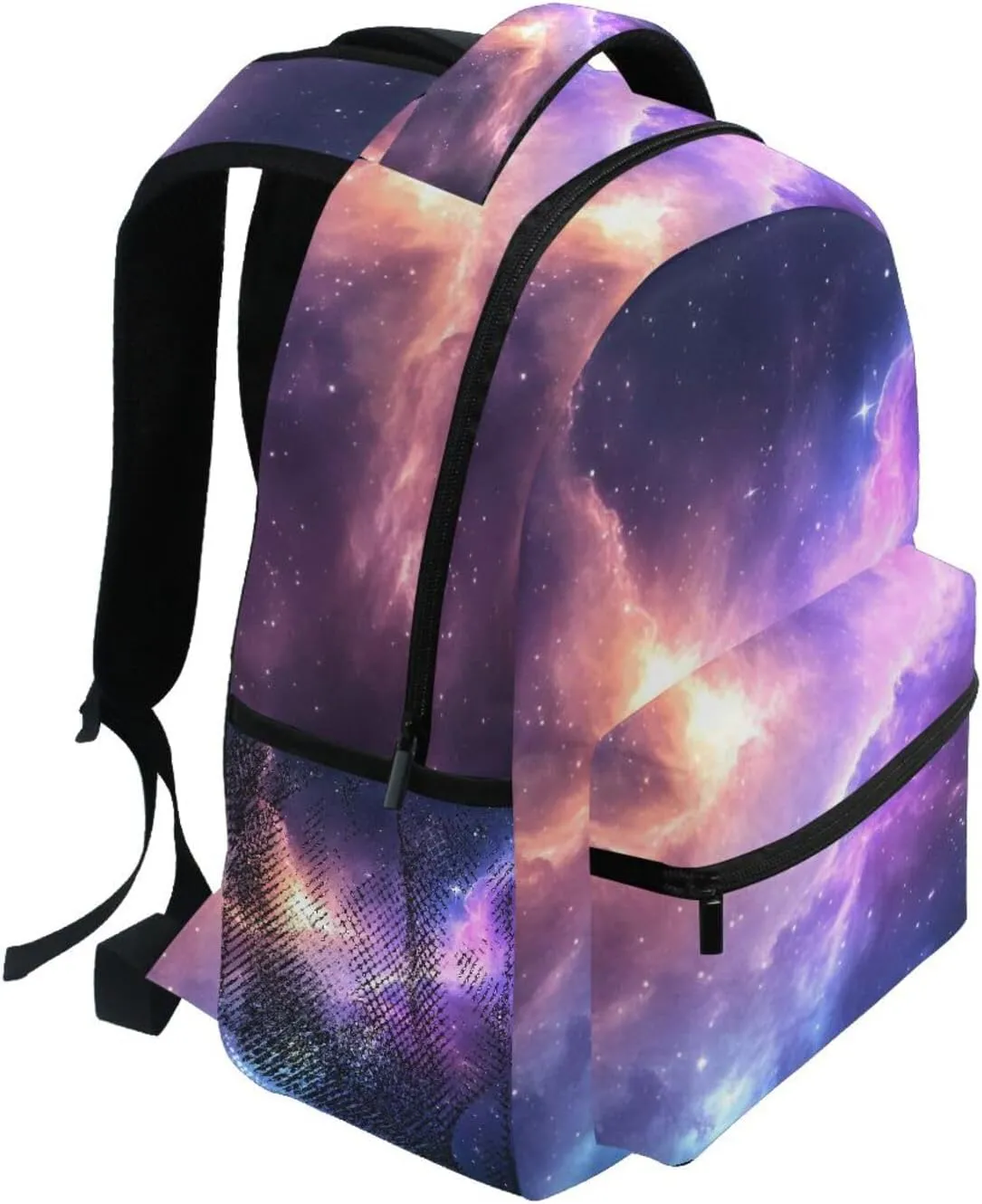 Backpack Nebula Purple Blue Daypack Shoulder Bag Book Bag Lightweight Back Pack 11.4 ×16 In