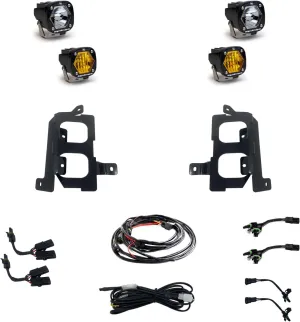 Baja Designs S1 LED Dual Fog Pocket Light Kit for GMC Sierra 1500 Truck 2019-22 (Wide Cornering/Spot Lens; Amber/Clear)