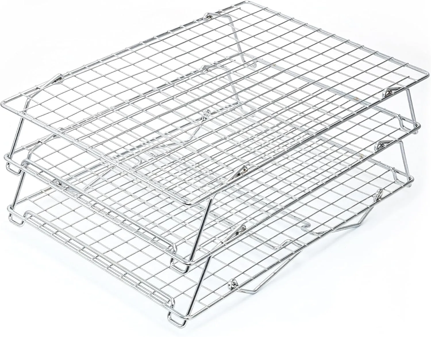 Bakers Rack, 304 Stainless Steel 3 Tier Cooling Rack, Heavy Duty and Collapsible wire baking rack, Oven and Dishwasher Safe, 12" x 16.5"