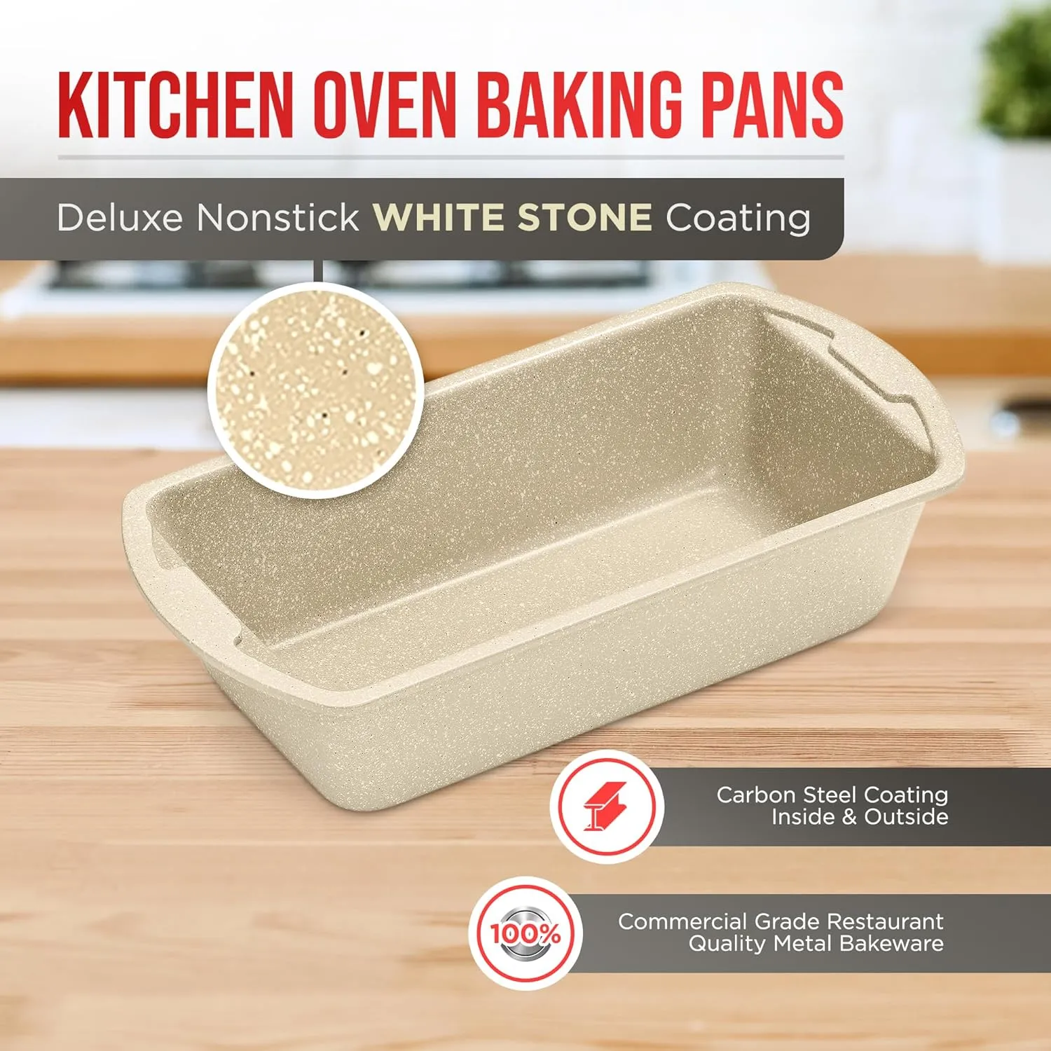 Bakken Swiss - Bakeware Set – 6 Piece – Stackable, Deluxe, Non-Stick Baking Pans for Professional and Home Cooking – Carbon Steel, White Stone Coating