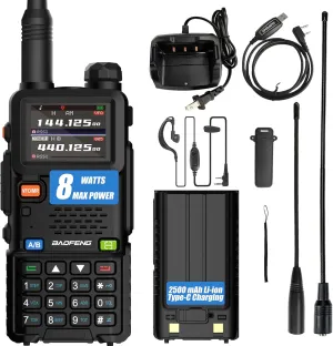 BAOFENG UV-5RM Ham Radio Walkie Talkies NOAA Type-C Charging Long Range Two Way with Rechargeable 2500mAh Li-ion Battery (5RM 1 Pack)