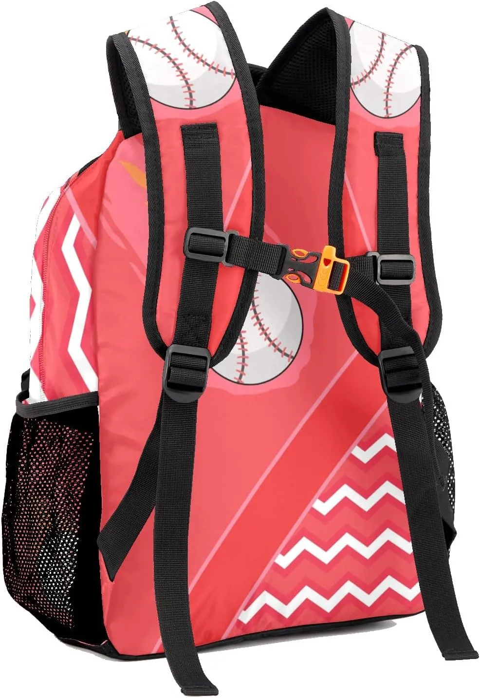 Baseball Fire Cool Excited Red Toddler Backpack for Daycare Travel, Personalized Name Preschool Bookbags for Boys Girls