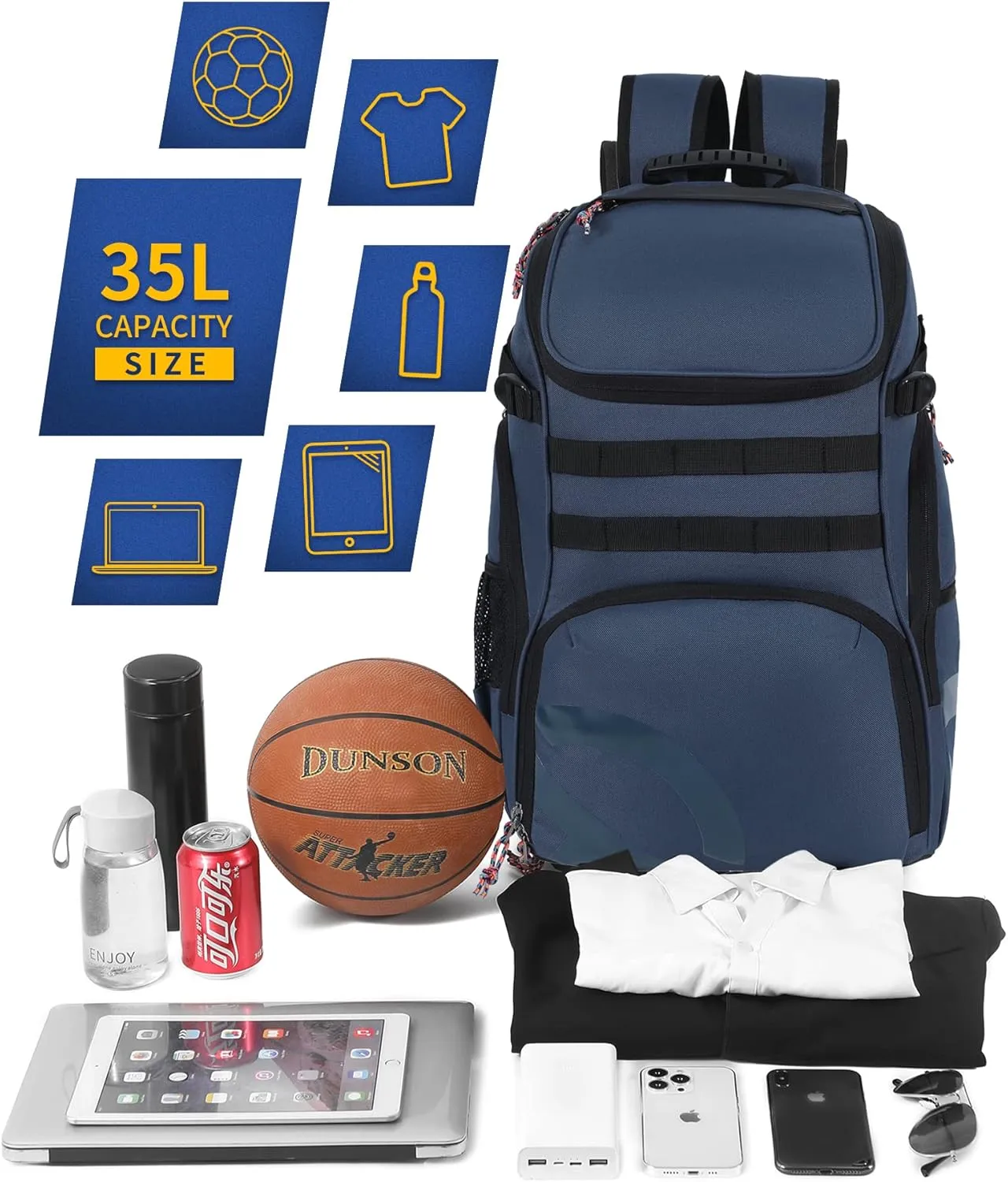 Basketball Backpack Men Fit Soccer Volleyball Multifunctional Sports Backpack Training Equipment Bag for Team School