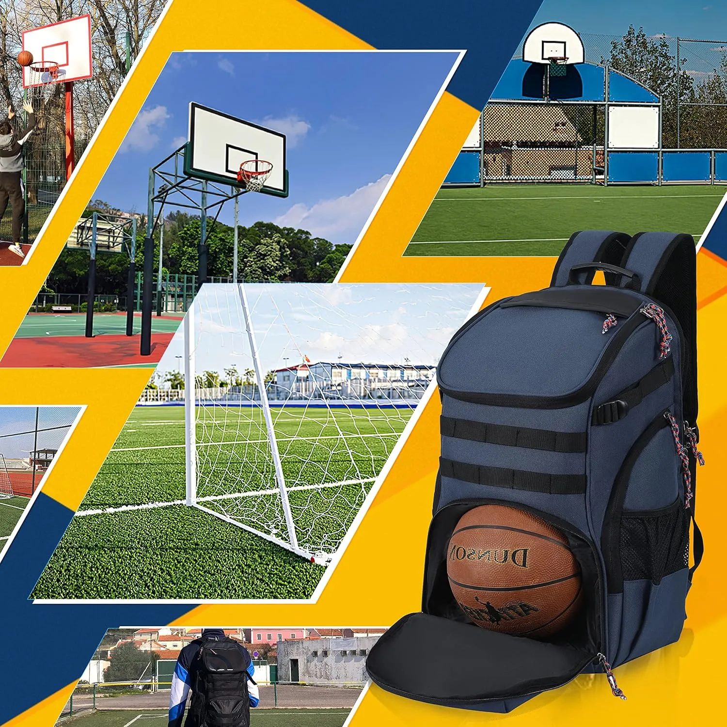 Basketball Backpack Men Fit Soccer Volleyball Multifunctional Sports Backpack Training Equipment Bag for Team School