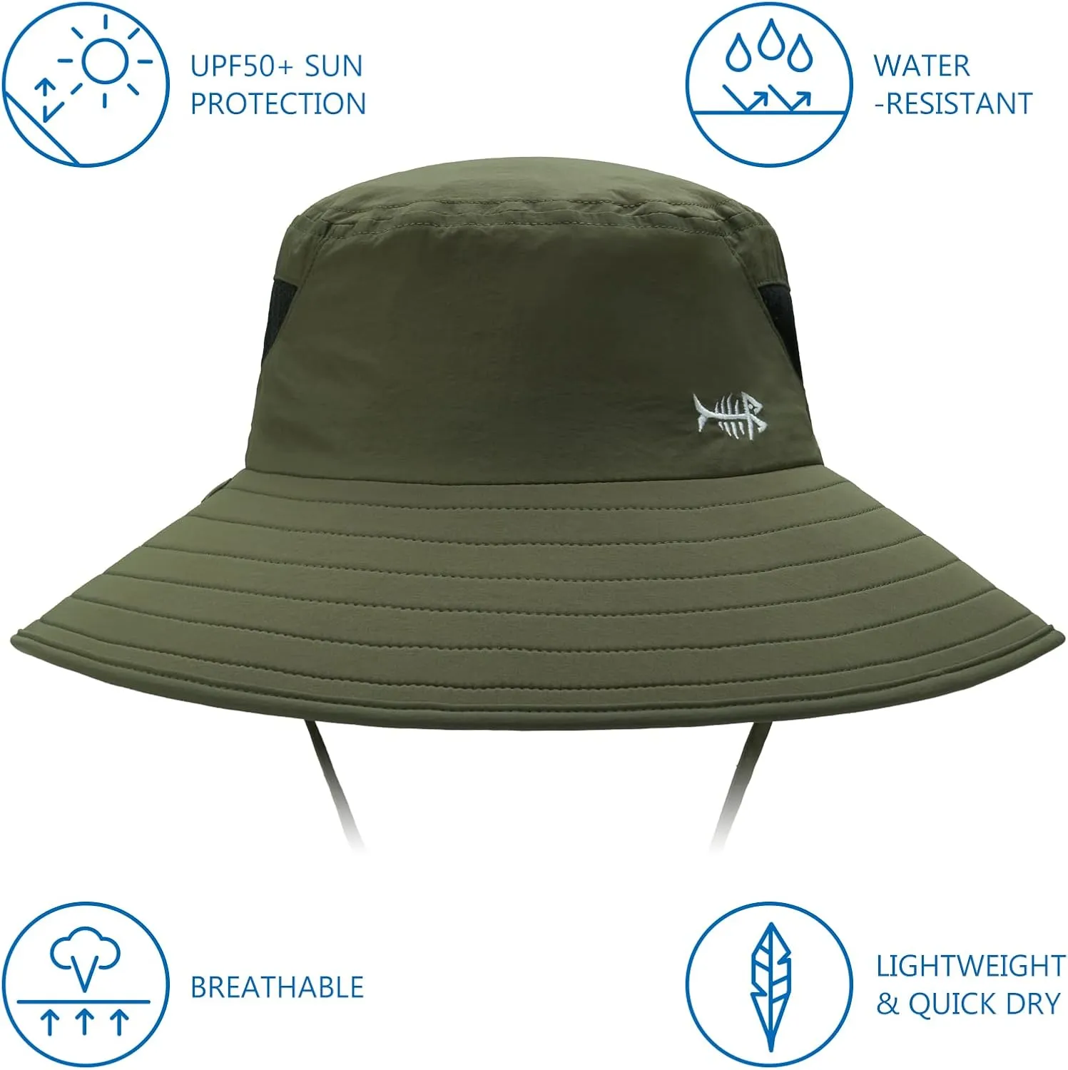 BASSDASH UPF 50  Breathable Sun Hat with Removable Face Cover and Neck Flap Wide Brim Bucket Hat for Fishing Hiking Men Women