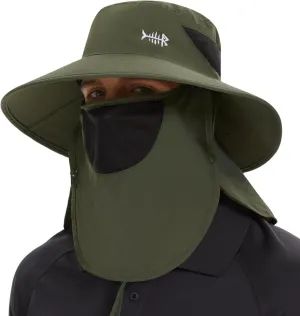 BASSDASH UPF 50  Breathable Sun Hat with Removable Face Cover and Neck Flap Wide Brim Bucket Hat for Fishing Hiking Men Women