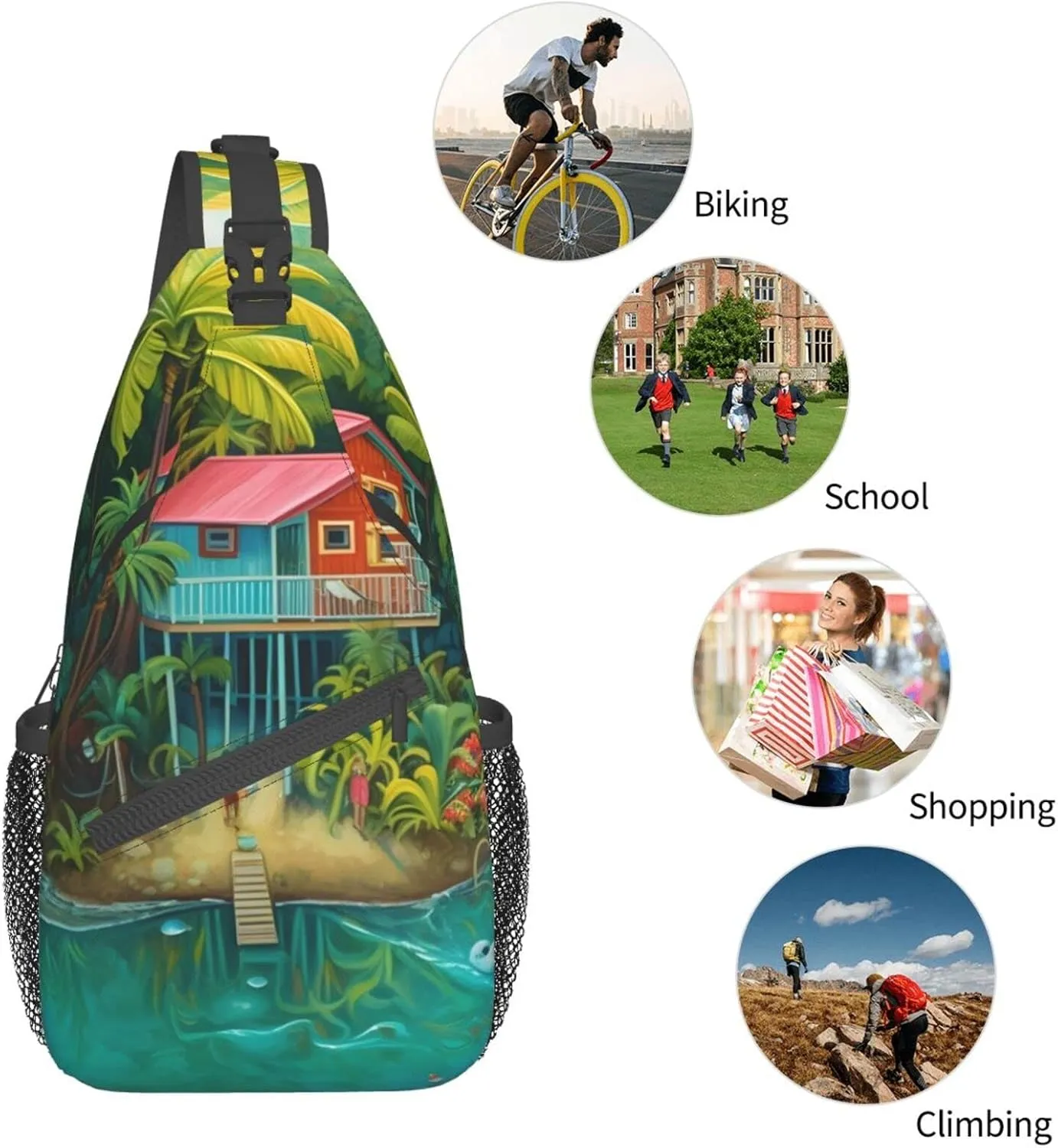 Beach Surfing Outdoor Cross-body Shoulder Bag, Unisex Backpack For Women Men Young Hiking Travel