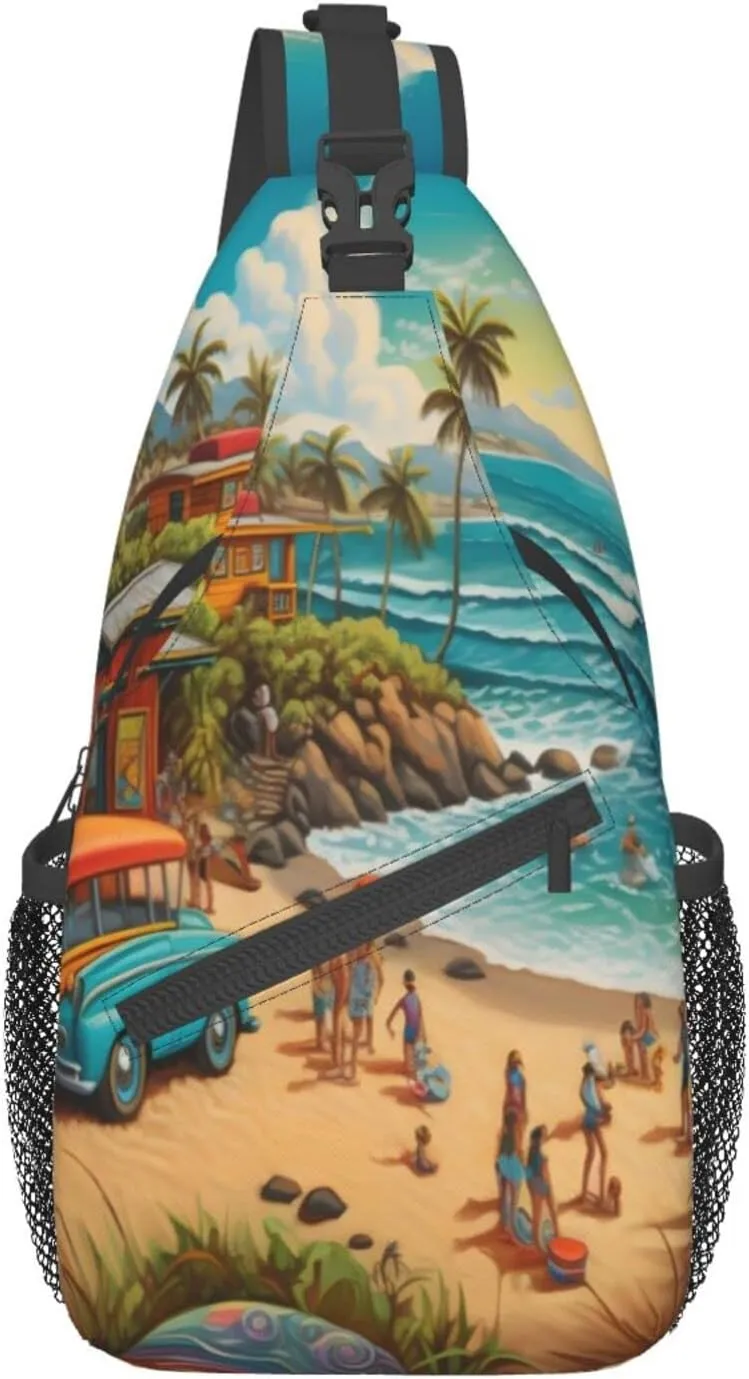 Beach Surfing Outdoor Cross-body Shoulder Bag, Unisex Backpack For Women Men Young Hiking Travel