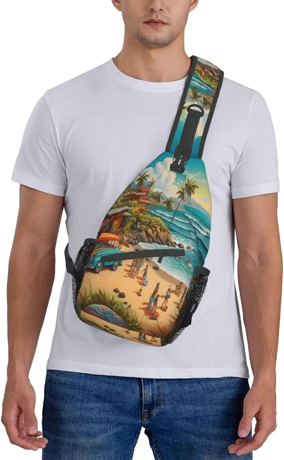 Beach Surfing Outdoor Cross-body Shoulder Bag, Unisex Backpack For Women Men Young Hiking Travel