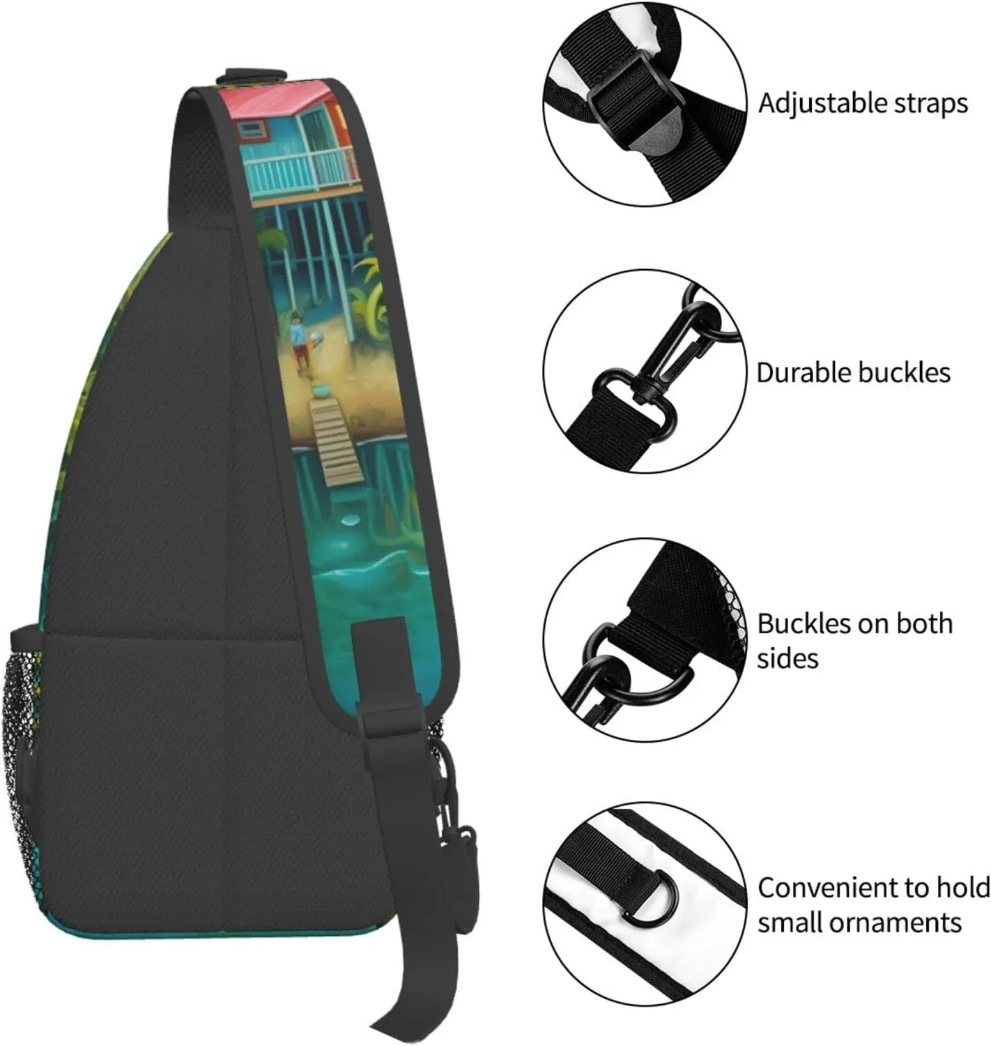 Beach Surfing Outdoor Cross-body Shoulder Bag, Unisex Backpack For Women Men Young Hiking Travel