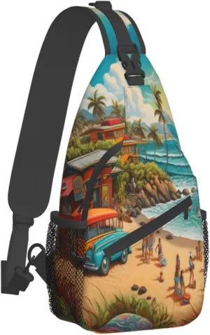 Beach Surfing Outdoor Cross-body Shoulder Bag, Unisex Backpack For Women Men Young Hiking Travel