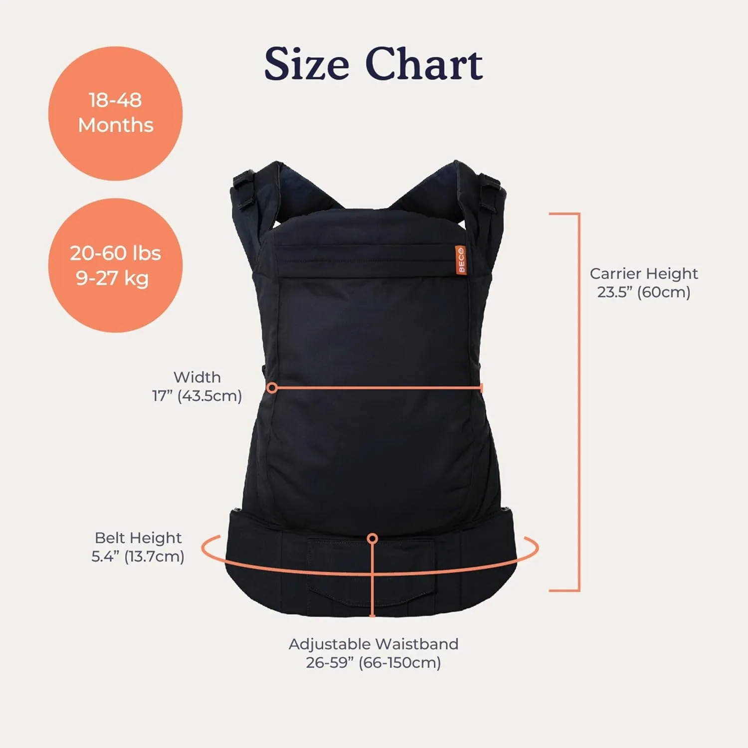Beco Toddler Carrier with Extra Wide Seat, 100% Cotton Toddler Carrying Backpack Style and Front-Carry, Lightweight & Breathable Child Carrier, Toddler Sling Carrier 20-60 lbs (Geometric)