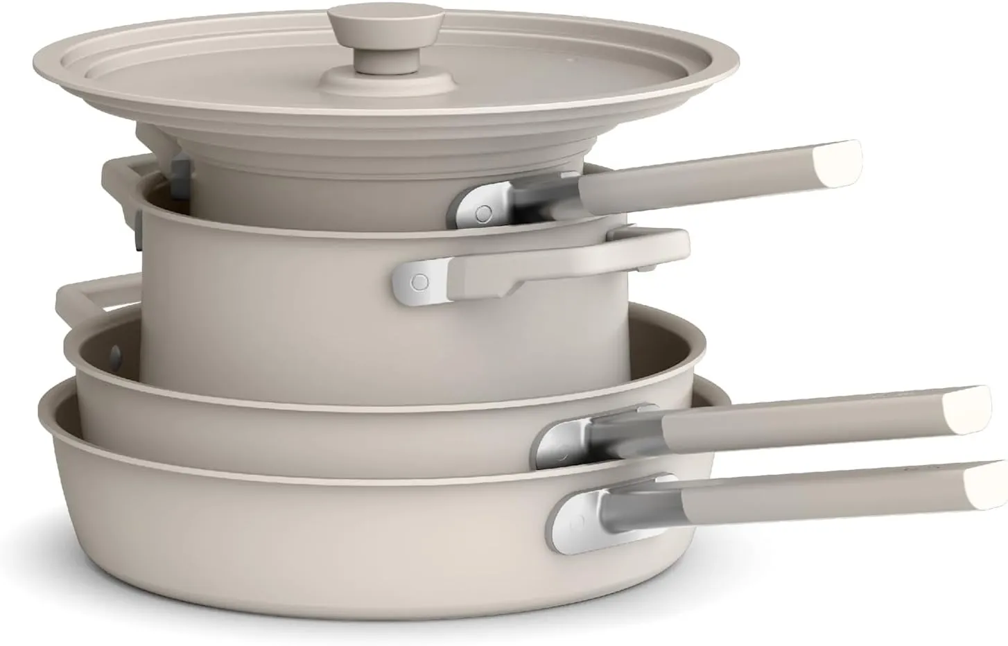bella 9 Piece StoreMore Cookware Set, Fits-anywhere™ Kitchenware w EverGood™ Ceramic Nonstick Coating​, Dishwasher & Oven Safe, All Stovetops Compatible, Stackable Design, Cool Touch Handles, Oatmilk